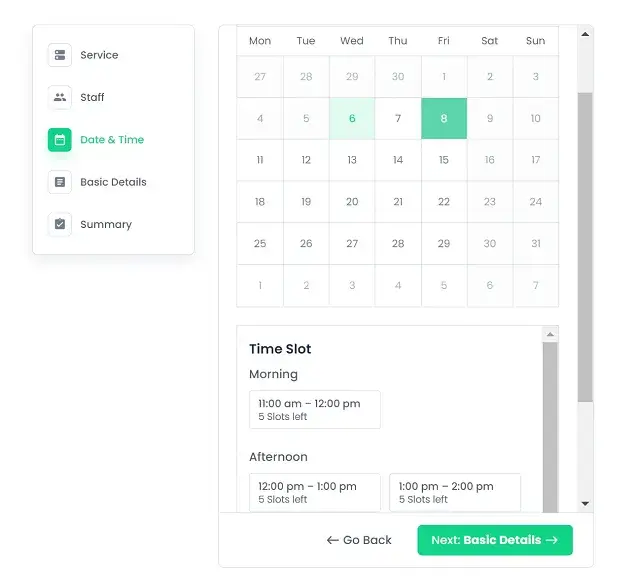 Date and Time section