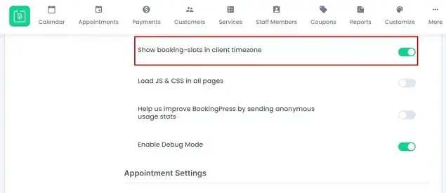 Show booking-slots in client time zone