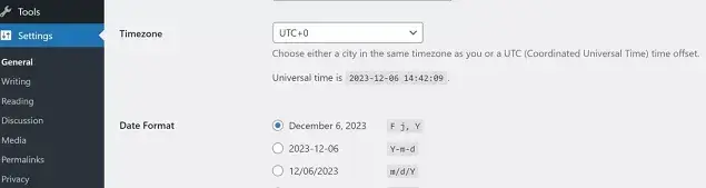 WordPress Timezone