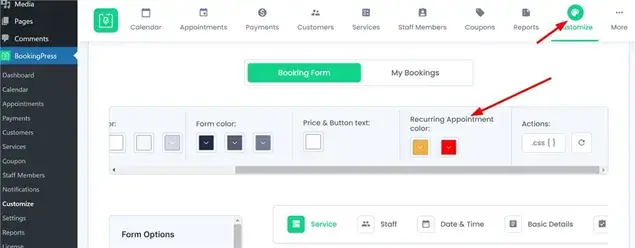 booking form customization