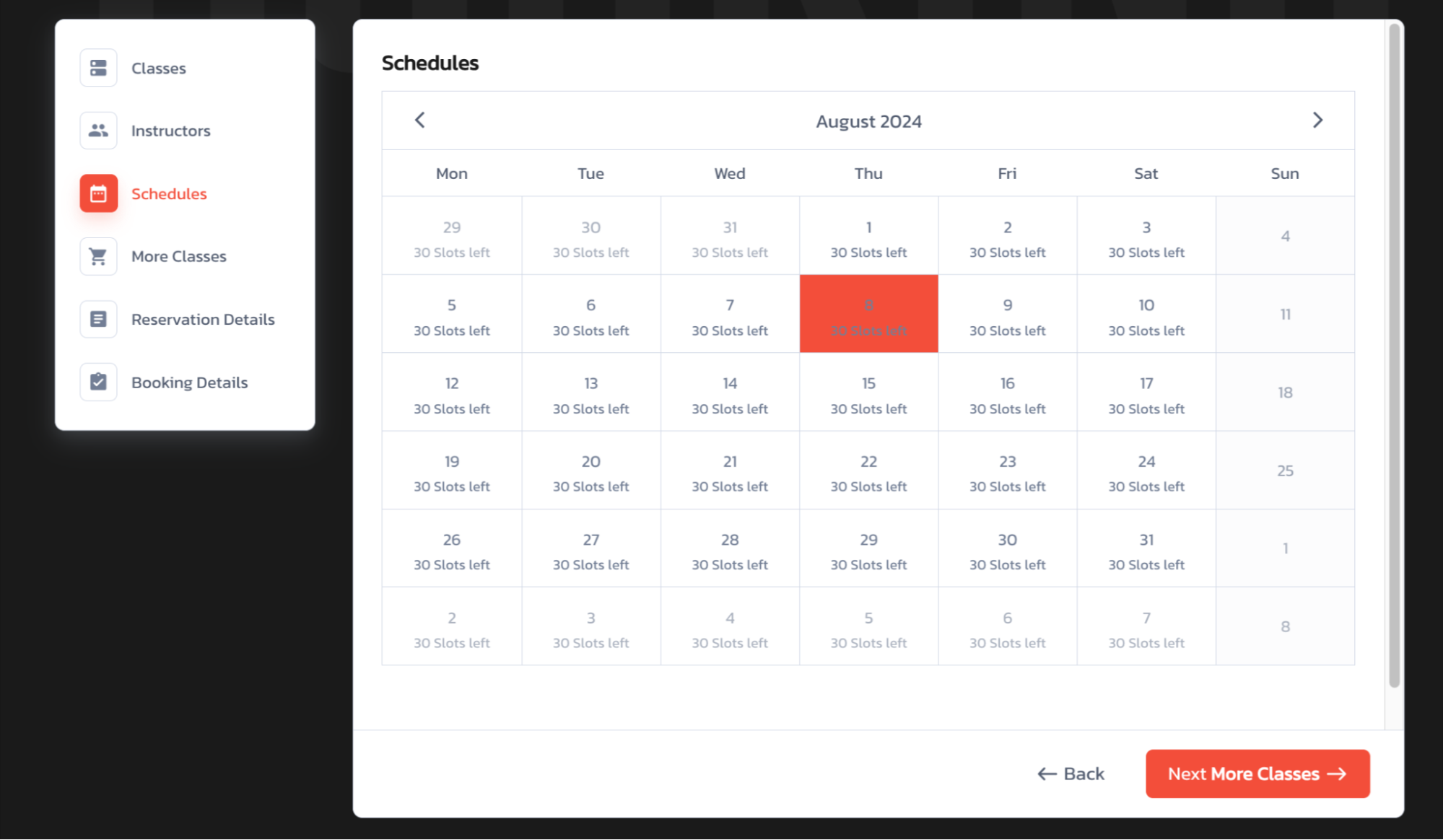 Front-end calendar