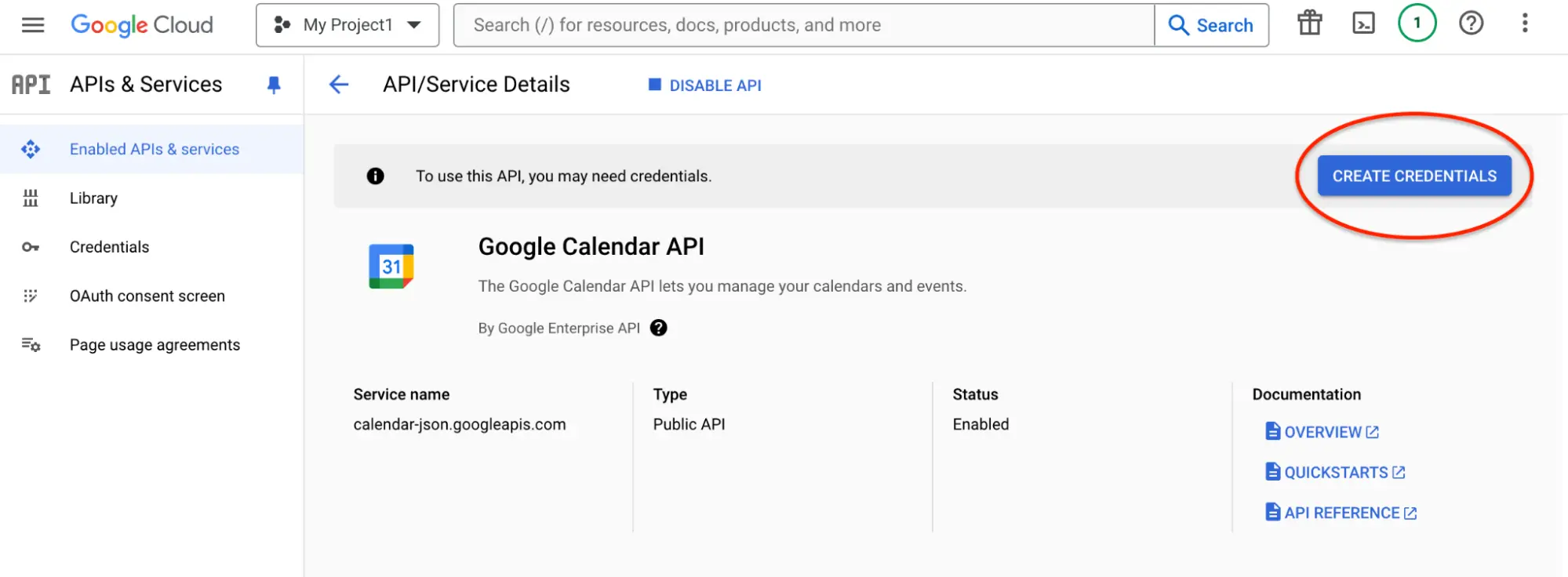 Google Calendar API details