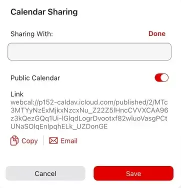 Sharing an iCloud Calendar via iCloud.com