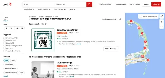 Yelp Business page