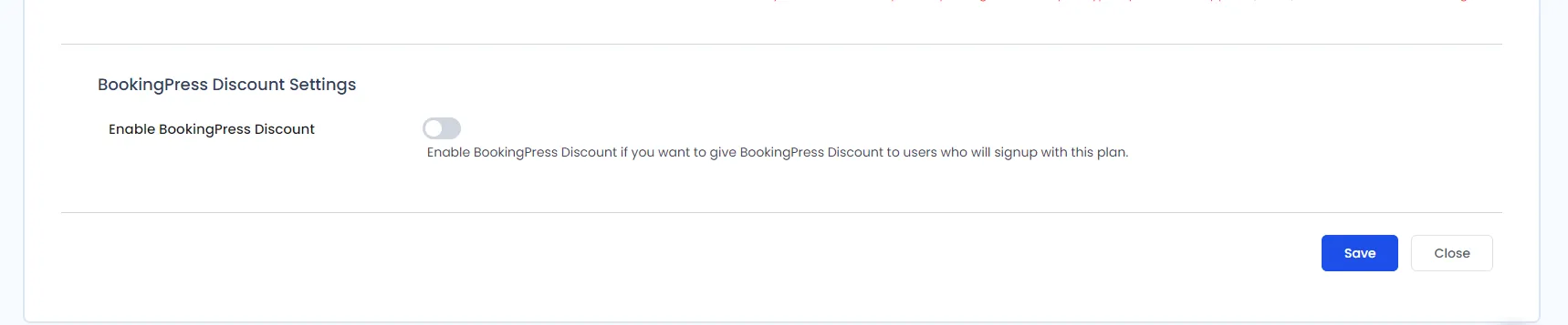 BookingPress Discount Settings