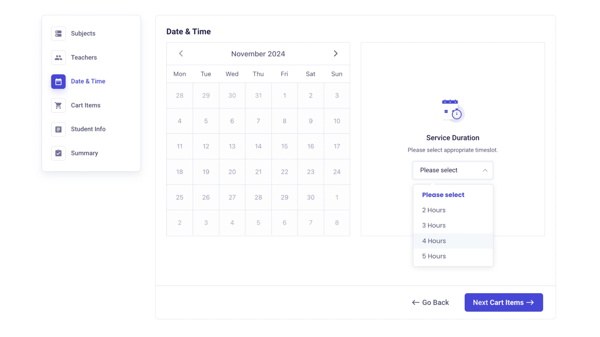 date & time section