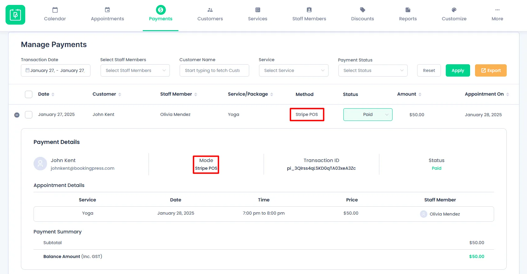 Payment Details